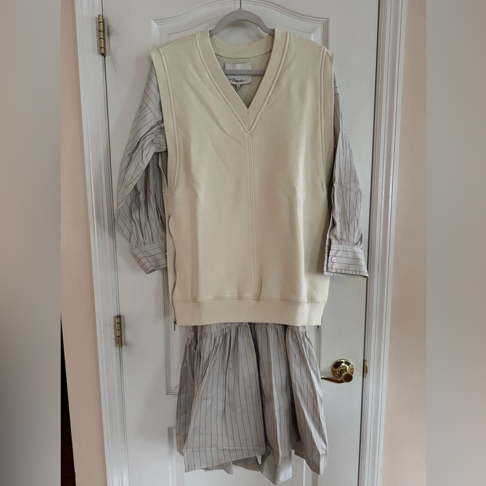 3 1 Phillip Lim French Terry Vest Combo Dress Size XS Alabaster *NWT*